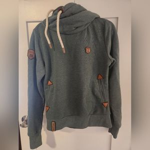 Naketano Teal Cowl Neck Hooded Sweatshirt